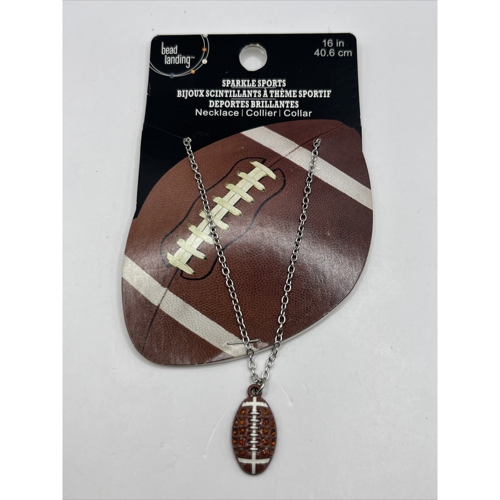Bead Landing Football Necklace Sparkle Sports 16 inch Chain- Brand New